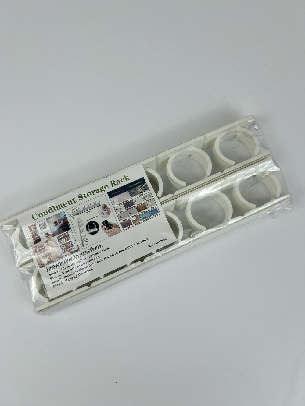 FINAL SALE! 4Pcs Wall Mounted Adhesive Kitchen Spice Jar Rack NEW